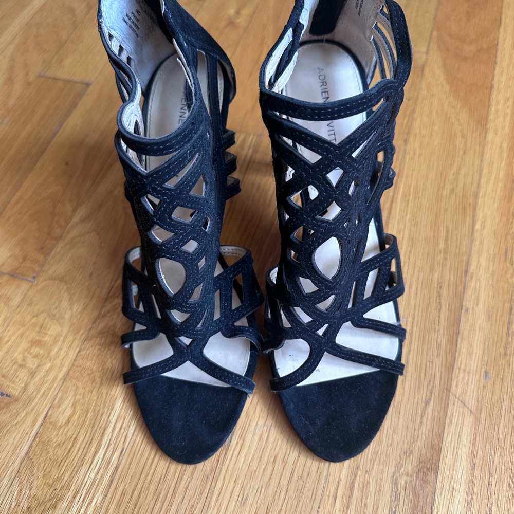 Adrienne Vittadini Black Strappy Shoes